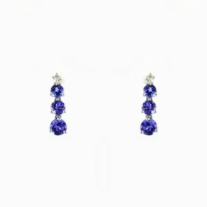 9 kt White Gold Tanzanite and Diamond Dangling Earrings
