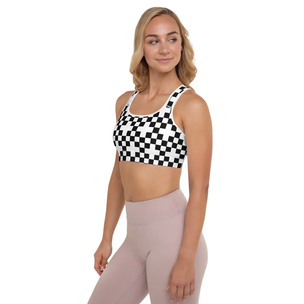 Alpha Checkered Padded Sports Bra