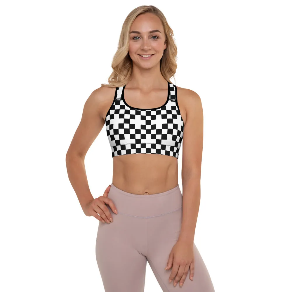 Alpha Checkered Padded Sports Bra
