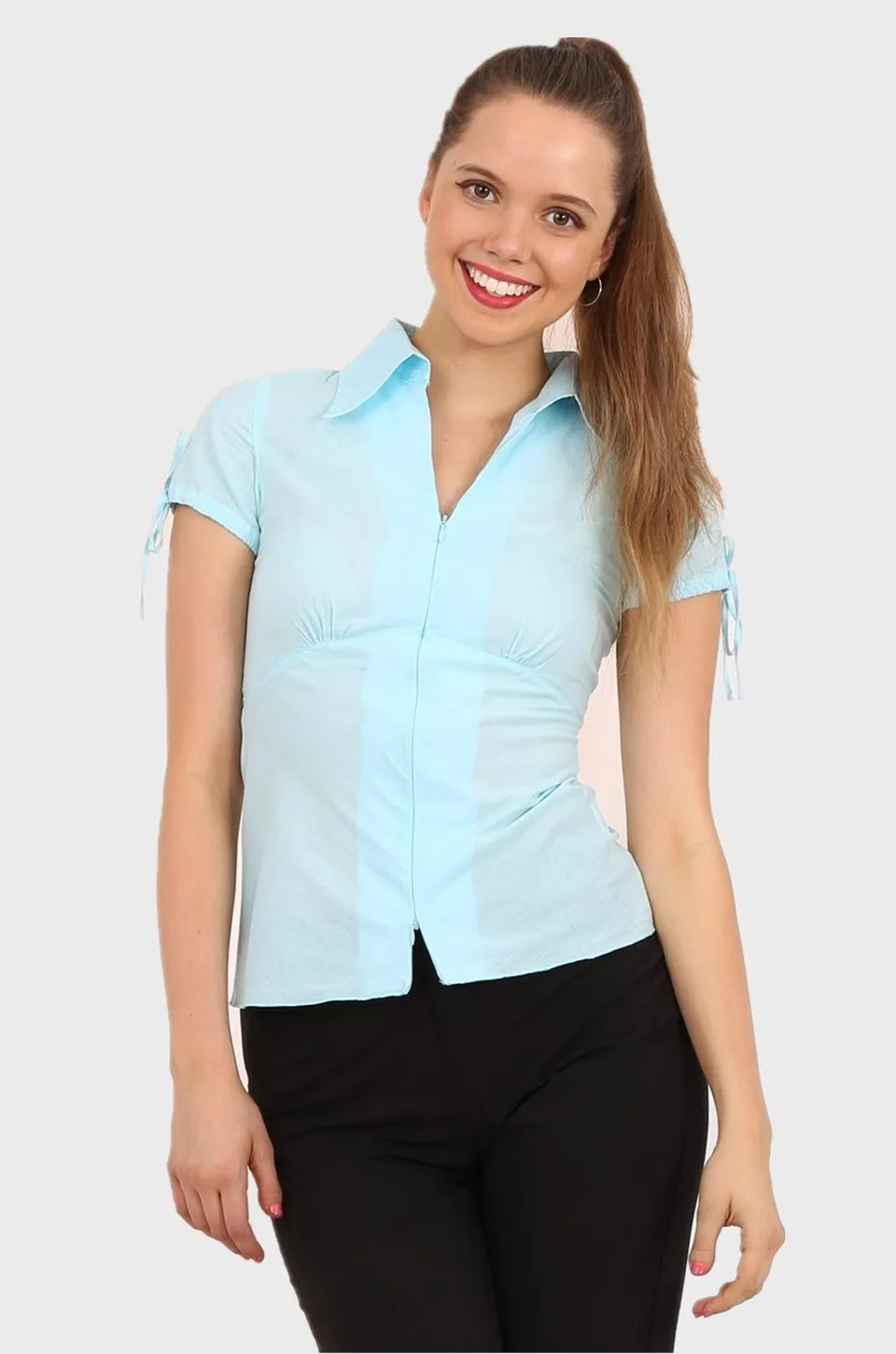 Amanda zipped Shirt in blue