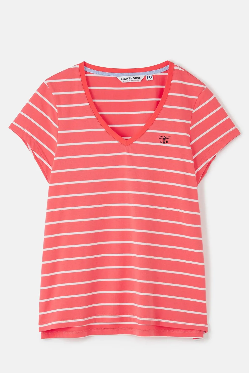 Ariana Tee - Deep Coral Stripe
