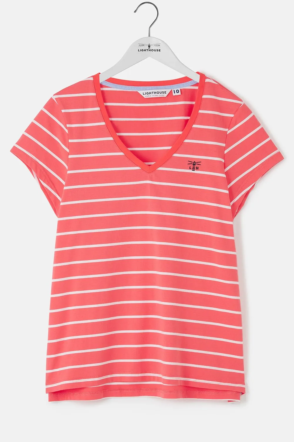 Ariana Tee - Deep Coral Stripe