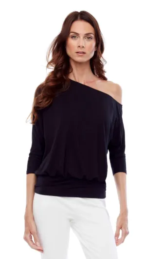Bamboo Knit Off-the-Shoulder Long Sleeve Top