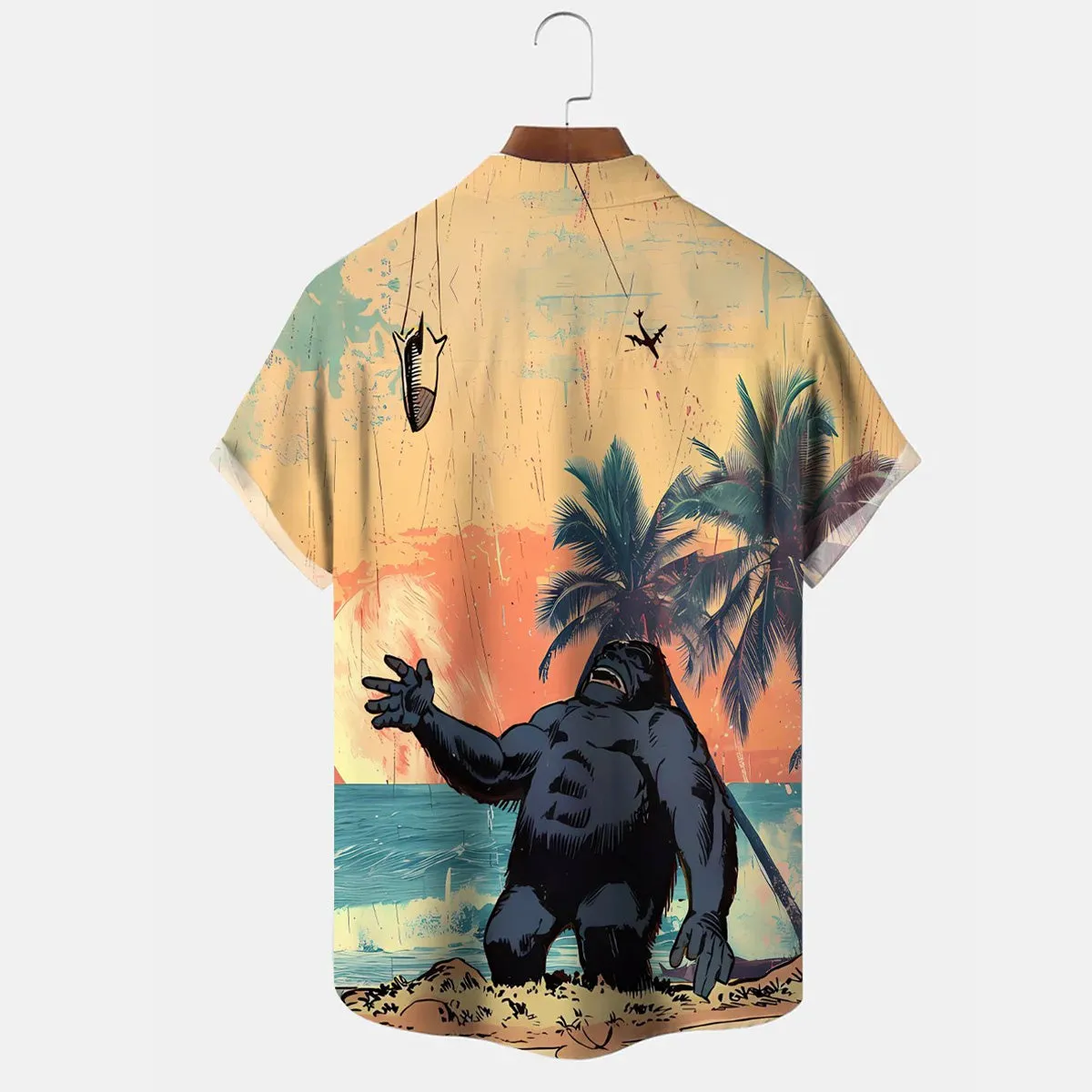 Bigfoot Coconut Beach Button Casual Short Sleeve Shirt