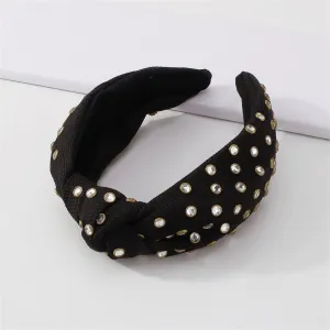 Black & Cubic Zirconia Knot-Accent Hard Headband