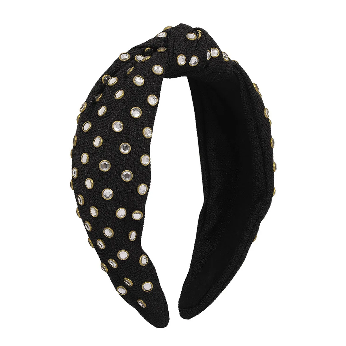 Black & Cubic Zirconia Knot-Accent Hard Headband