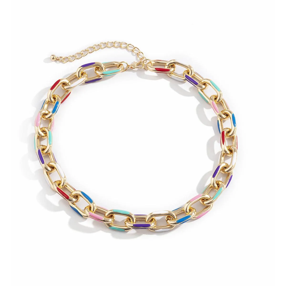Blue Enamel & 18K Gold-Plated Cable Chain Choker Necklace
