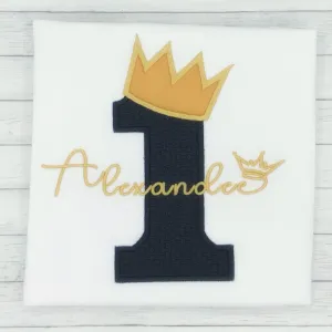 Boy Birthday Crown Number Shirt Black (age 1-9)