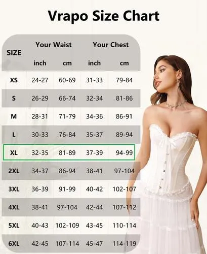 Bustier Corset Top for Women Overbust LaceUp Waist Cincher Shapewear Lingerie XL