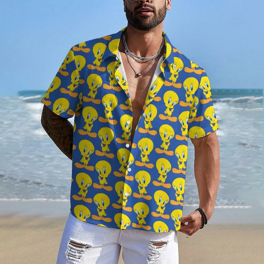 Cartoon Character Bird Print Short Sleeve Shirt 2412001933
