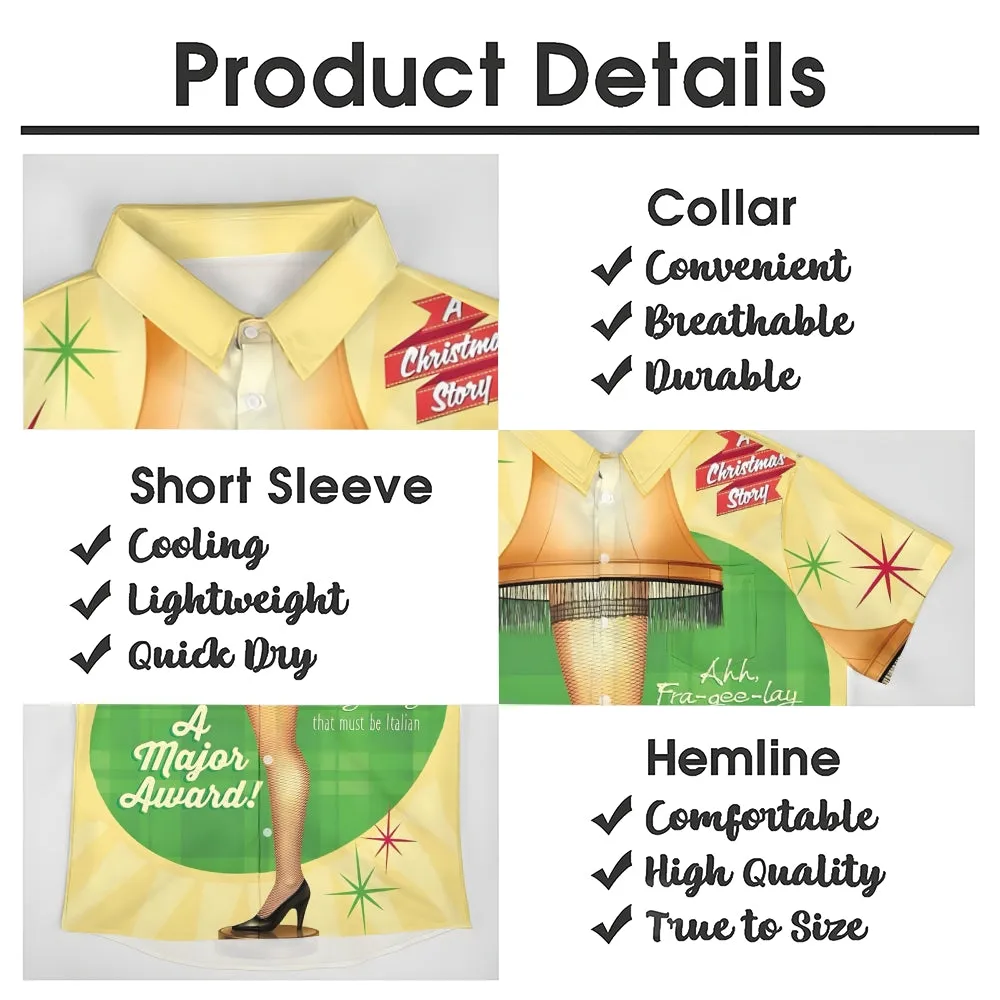 Christmas Leg Lights Casual Short Sleeve Shirt 2411007807