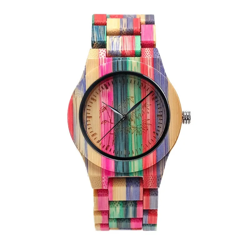 Colorful Strap Women's Wooden Watch