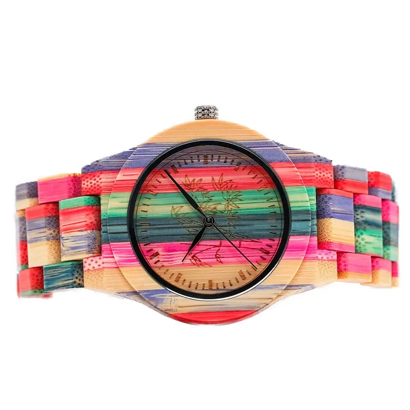 Colorful Strap Women's Wooden Watch