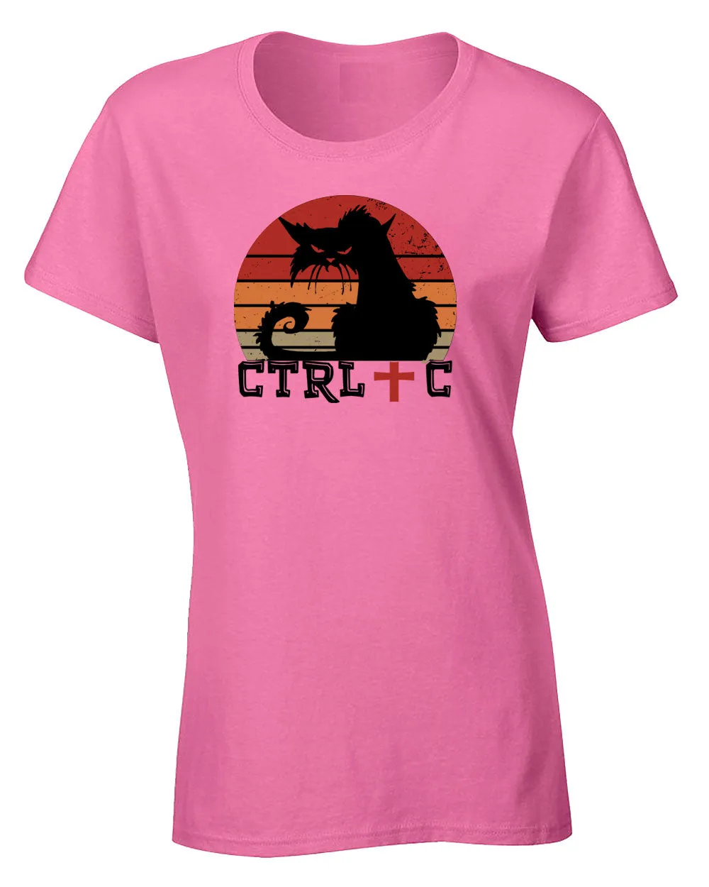 Control c funny Halloween black cat t-shirt women tees