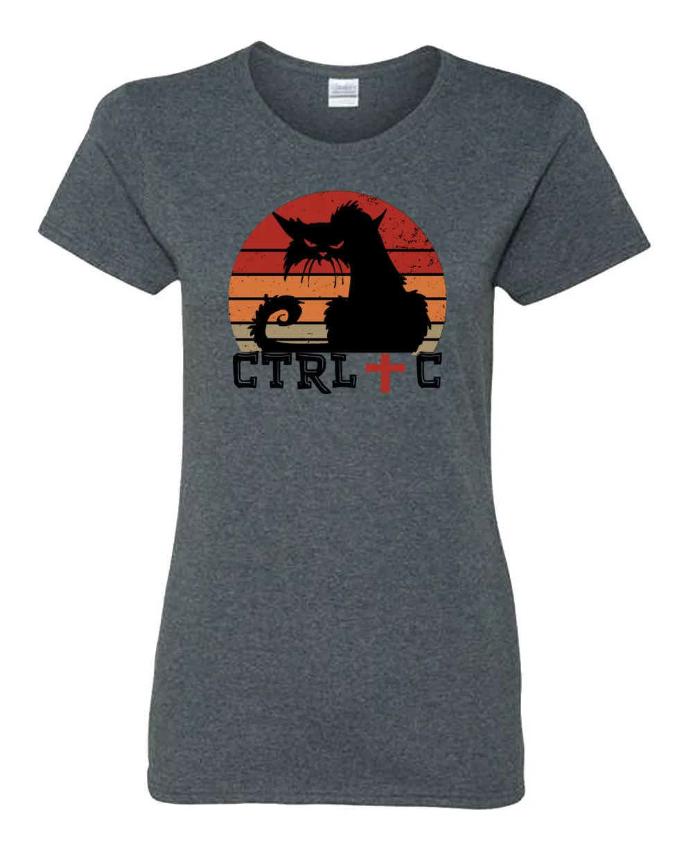 Control c funny Halloween black cat t-shirt women tees