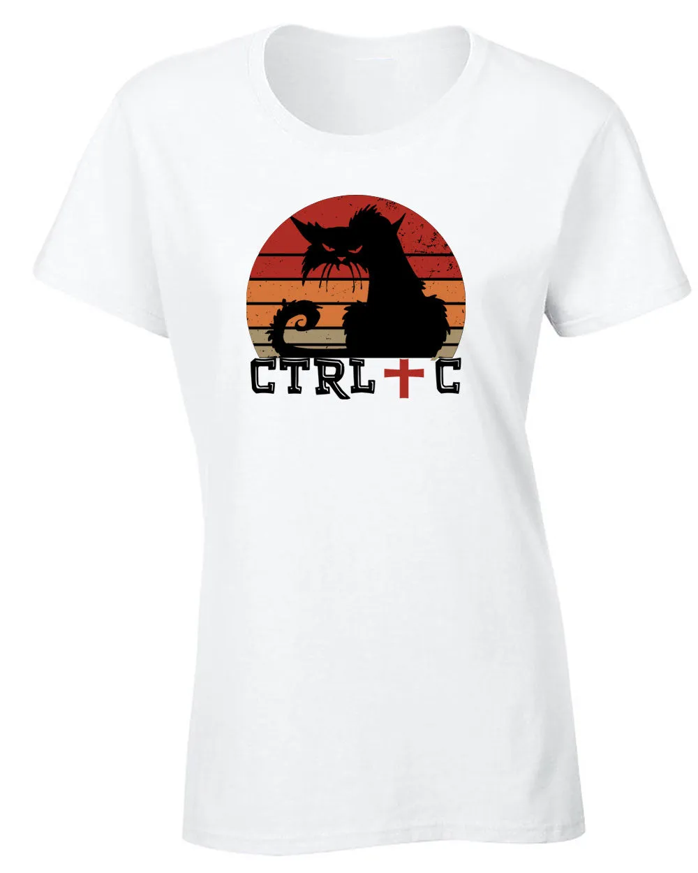 Control c funny Halloween black cat t-shirt women tees