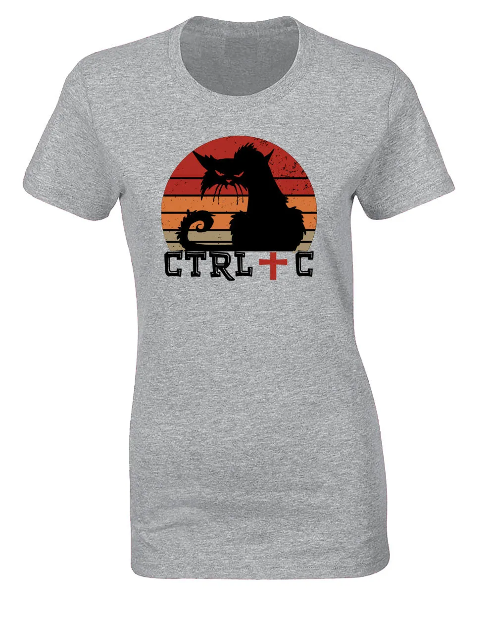Control c funny Halloween black cat t-shirt women tees