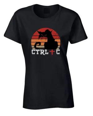 Control c funny Halloween black cat t-shirt women tees