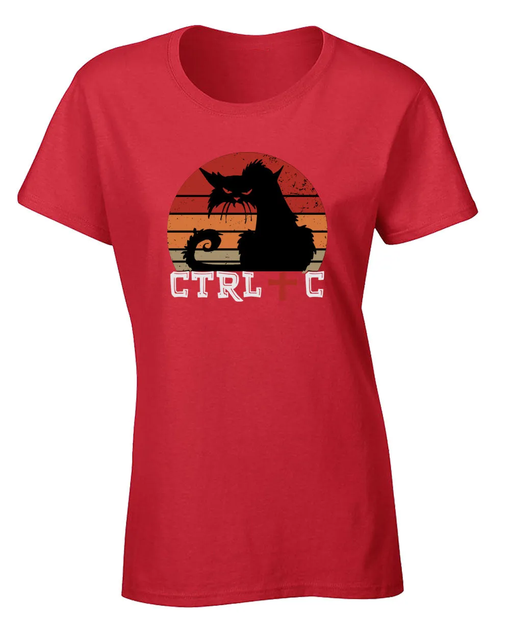 Control c funny Halloween black cat t-shirt women tees