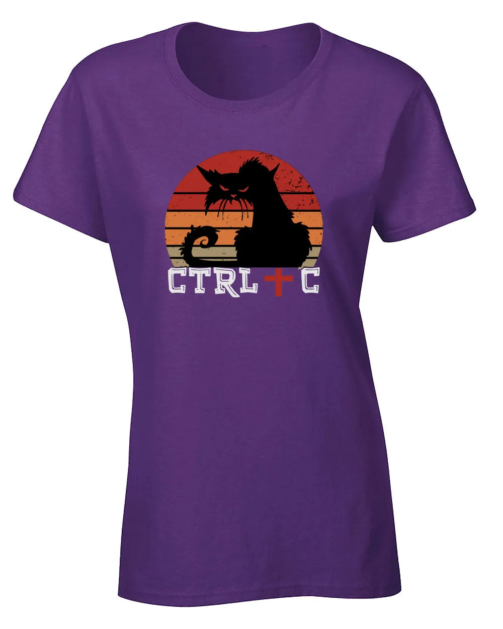 Control c funny Halloween black cat t-shirt women tees