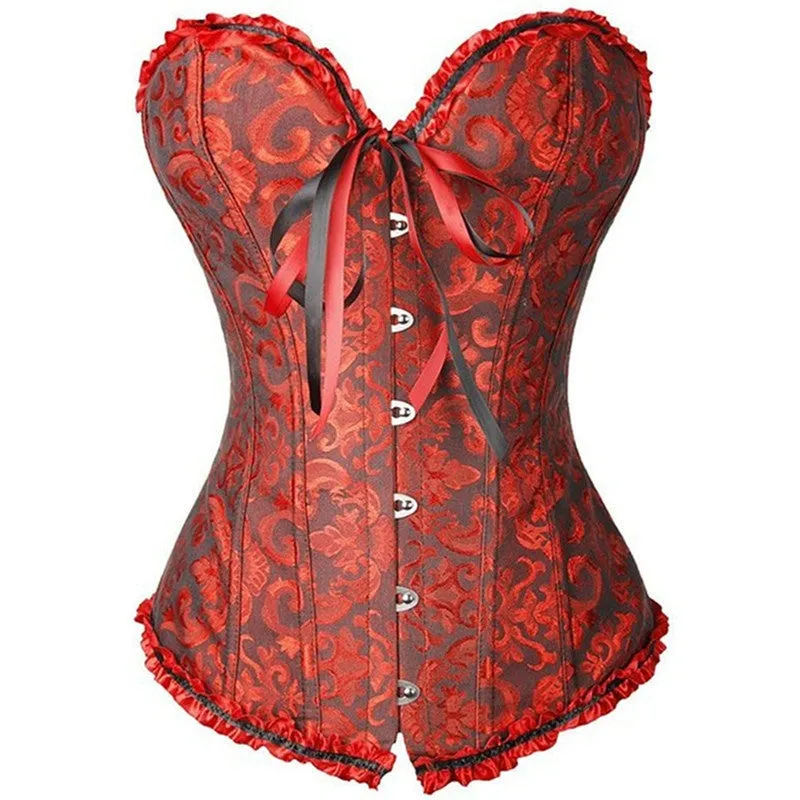 Corsets Women's Plus Size Bustiers & Corsets Overbust Gothic Lace Strapless Bustier Cincher Shaper Corselet Red White Black