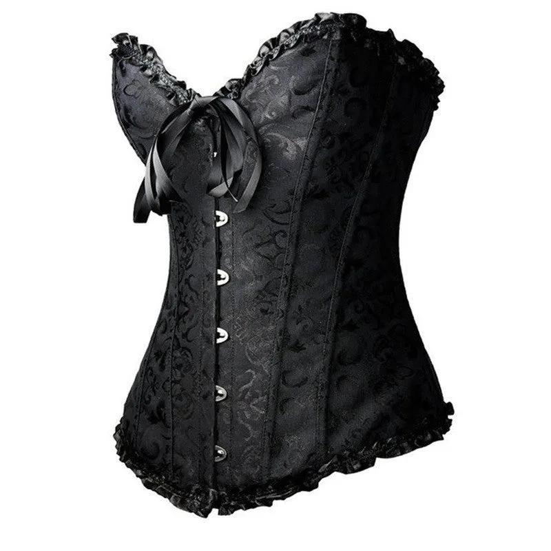 Corsets Women's Plus Size Bustiers & Corsets Overbust Gothic Lace Strapless Bustier Cincher Shaper Corselet Red White Black
