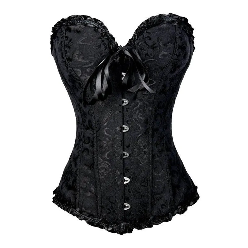 Corsets Women's Plus Size Bustiers & Corsets Overbust Gothic Lace Strapless Bustier Cincher Shaper Corselet Red White Black