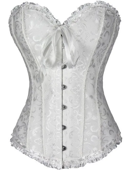 Corsets Women's Plus Size Bustiers & Corsets Overbust Gothic Lace Strapless Bustier Cincher Shaper Corselet Red White Black