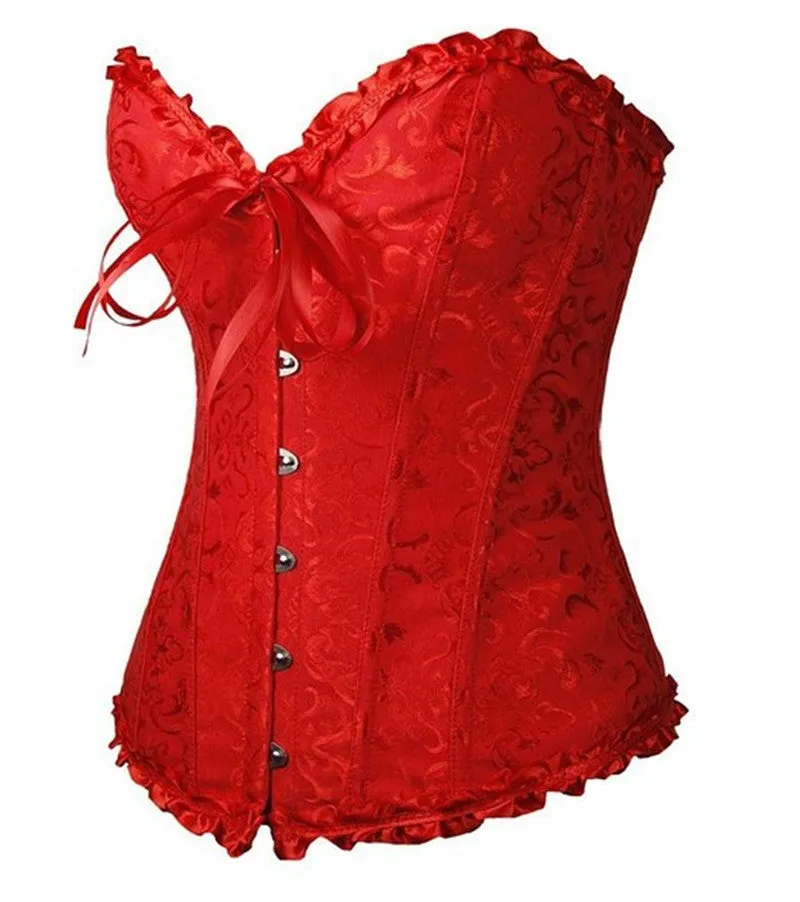 Corsets Women's Plus Size Bustiers & Corsets Overbust Gothic Lace Strapless Bustier Cincher Shaper Corselet Red White Black