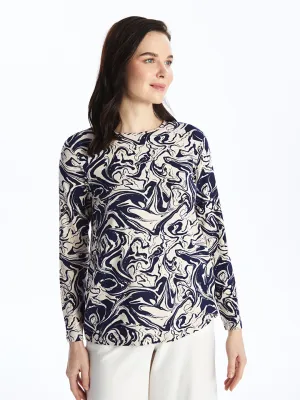 Crew Neck Patterned Long Sleeve Women's T-Shirt