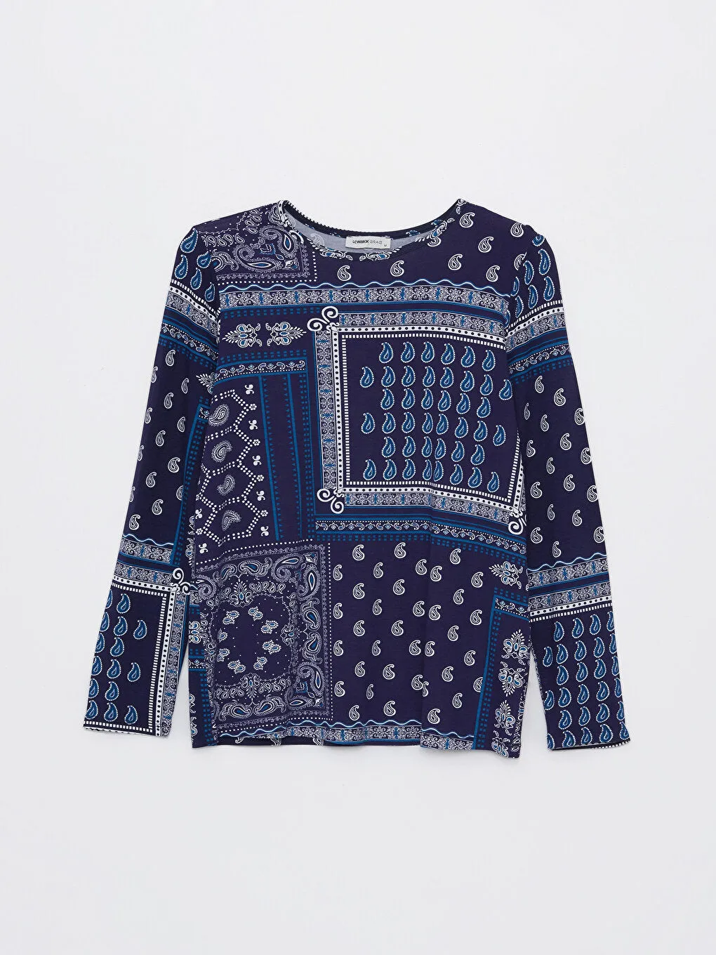 Crew Neck Patterned Long Sleeve Women's T-Shirt