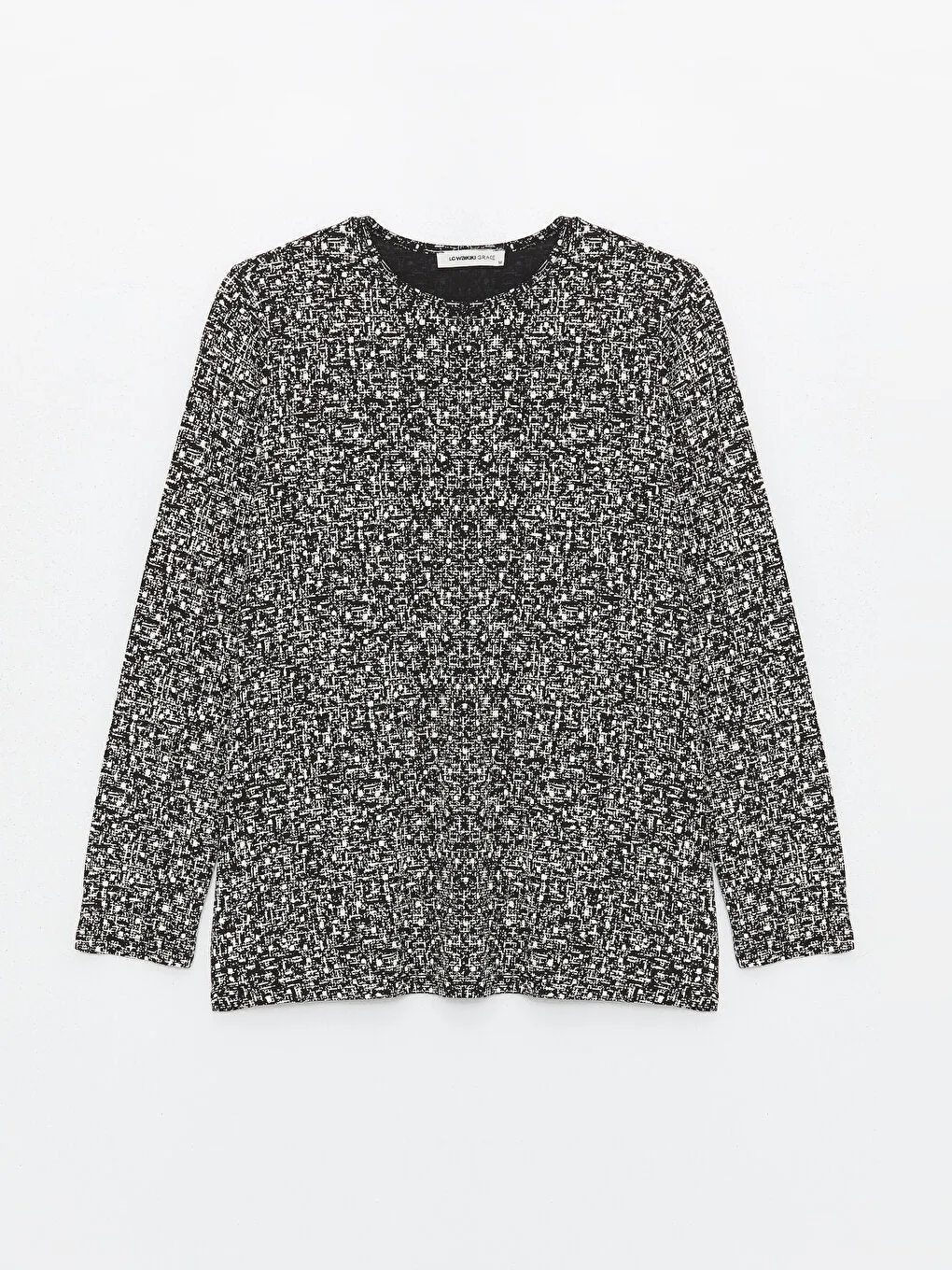 Crew Neck Patterned Long Sleeve Women's T-Shirt