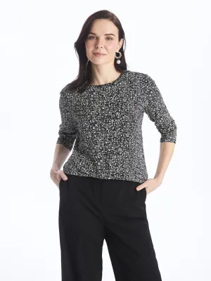 Crew Neck Patterned Long Sleeve Women's T-Shirt