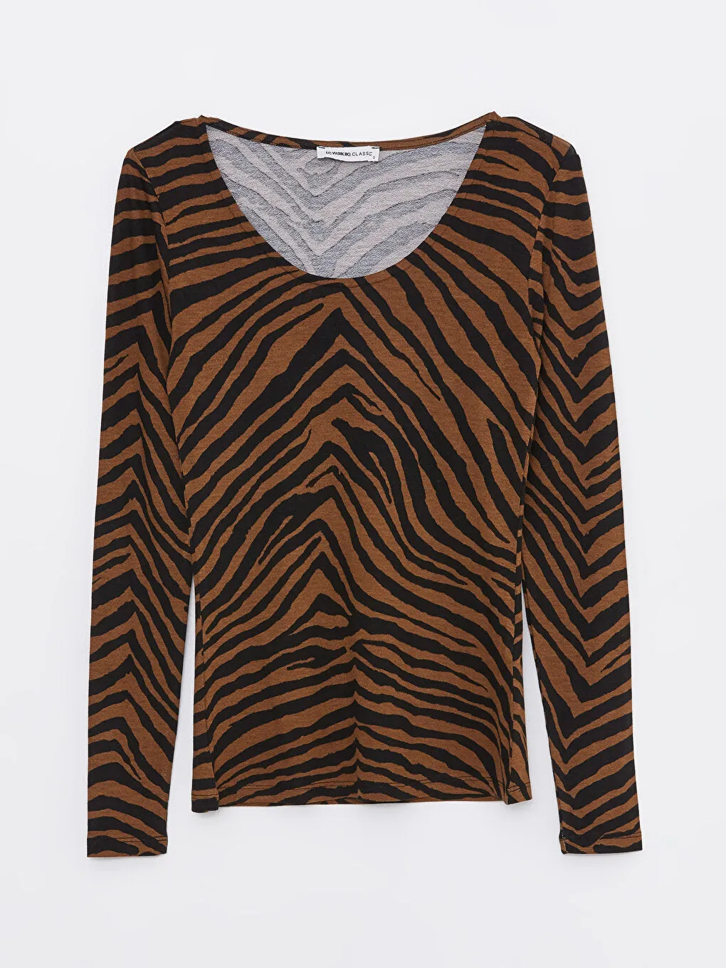Crew Neck Patterned Long Sleeve Women's T-Shirt
