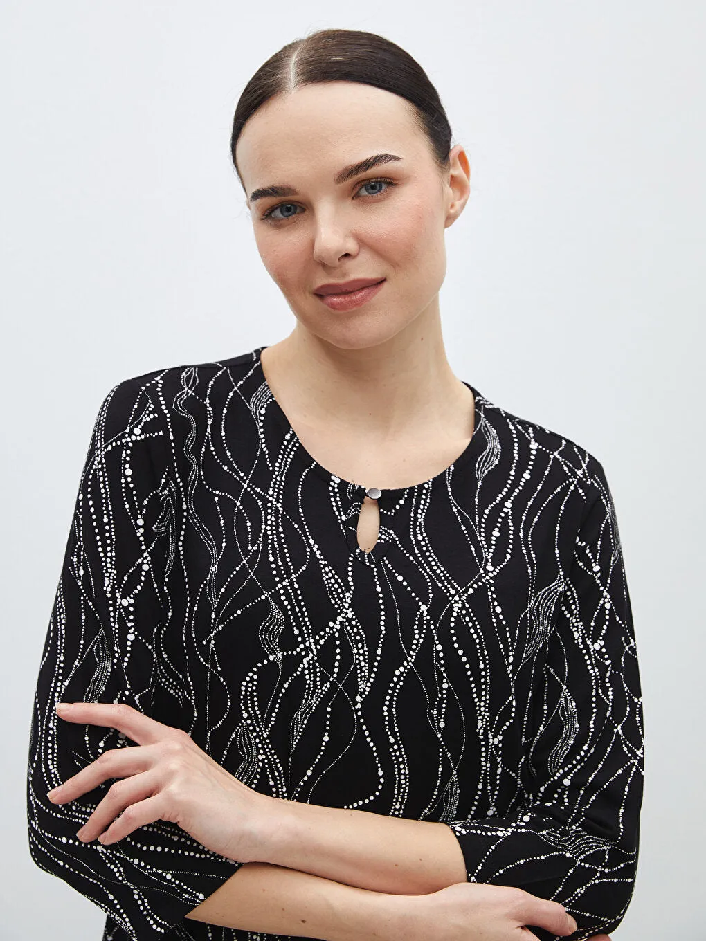 Crew Neck Patterned Women's T-Shirt