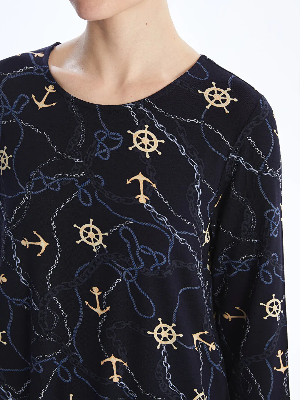 Crew Neck Patterned Women's T-Shirt