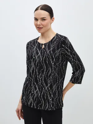 Crew Neck Patterned Women's T-Shirt
