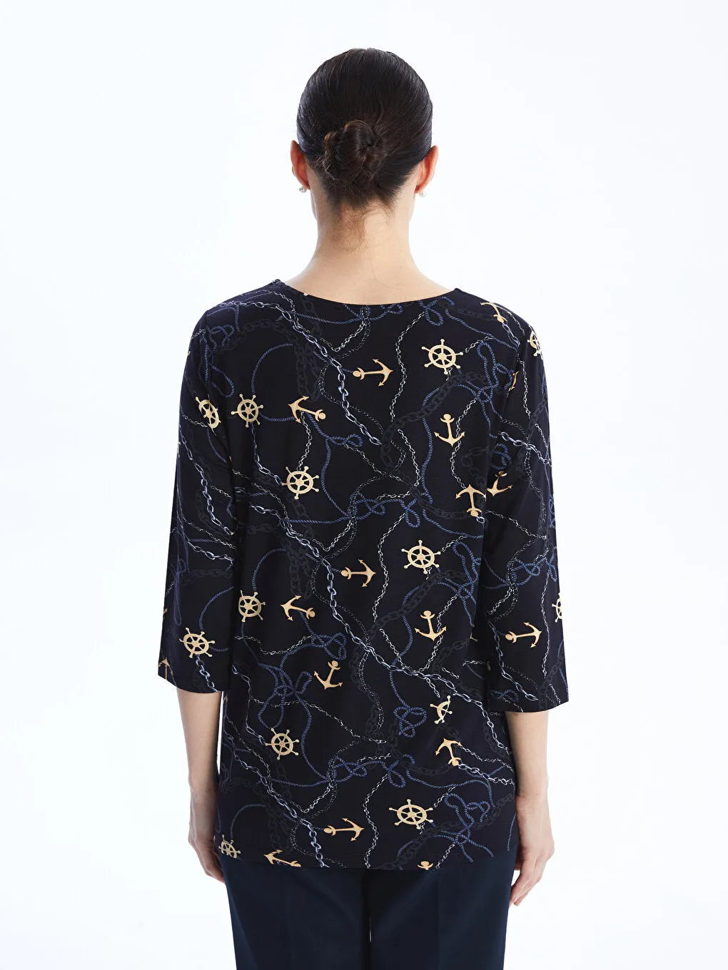 Crew Neck Patterned Women's T-Shirt