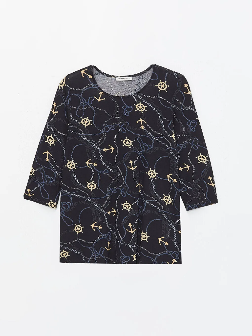 Crew Neck Patterned Women's T-Shirt