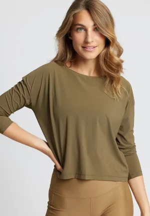 Cropped Tee Vigga - deep olive