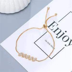 Cubic Zirconia & 18K Gold-Plated Pear Adjustable Bracelet