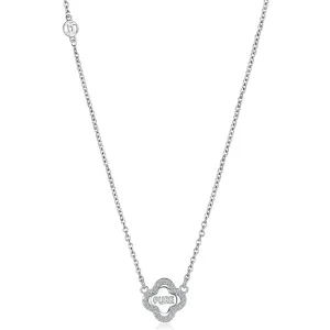 Cubic Zirconia & Sterling Silver Edge Clover Pendant Necklace