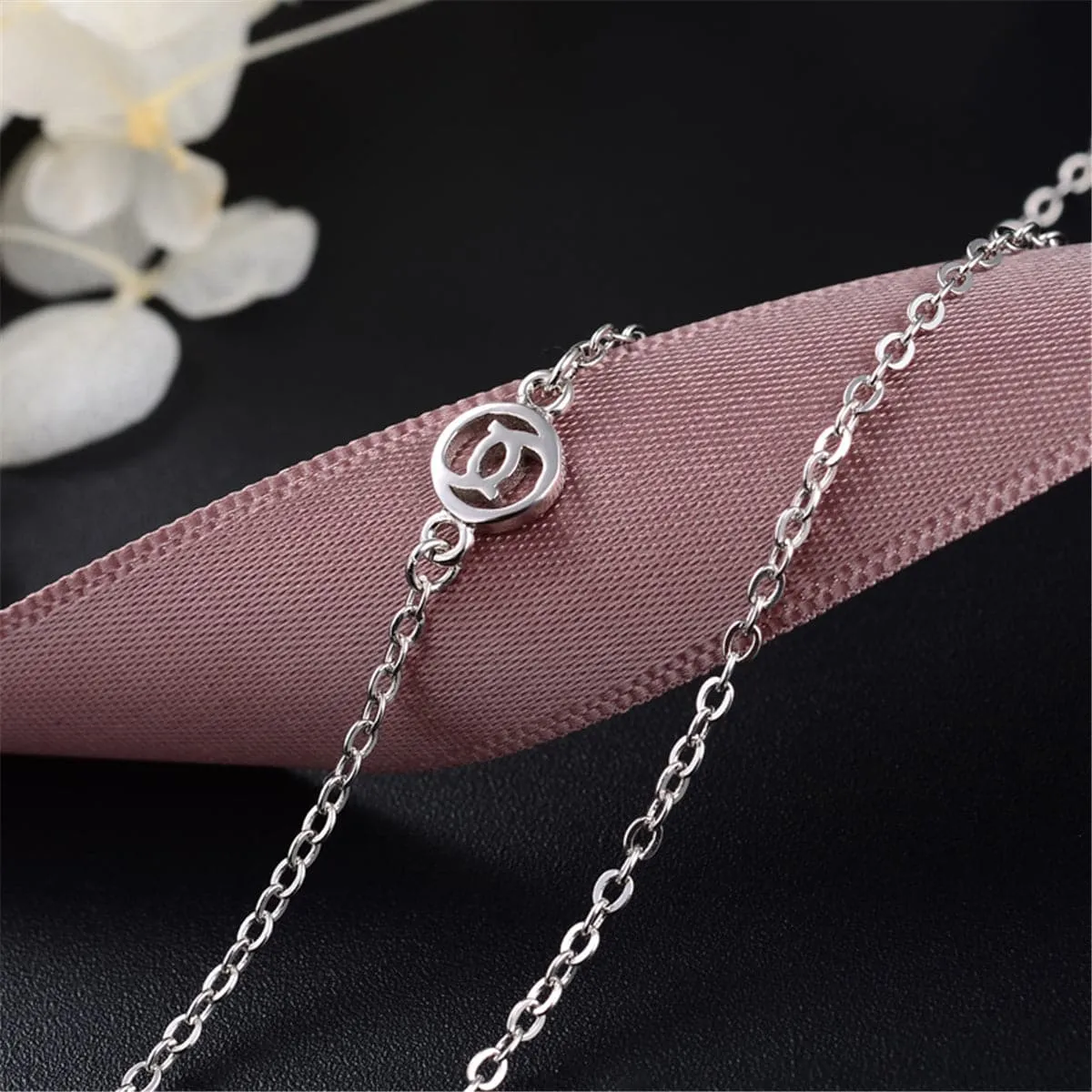 Cubic Zirconia & Sterling Silver Edge Clover Pendant Necklace