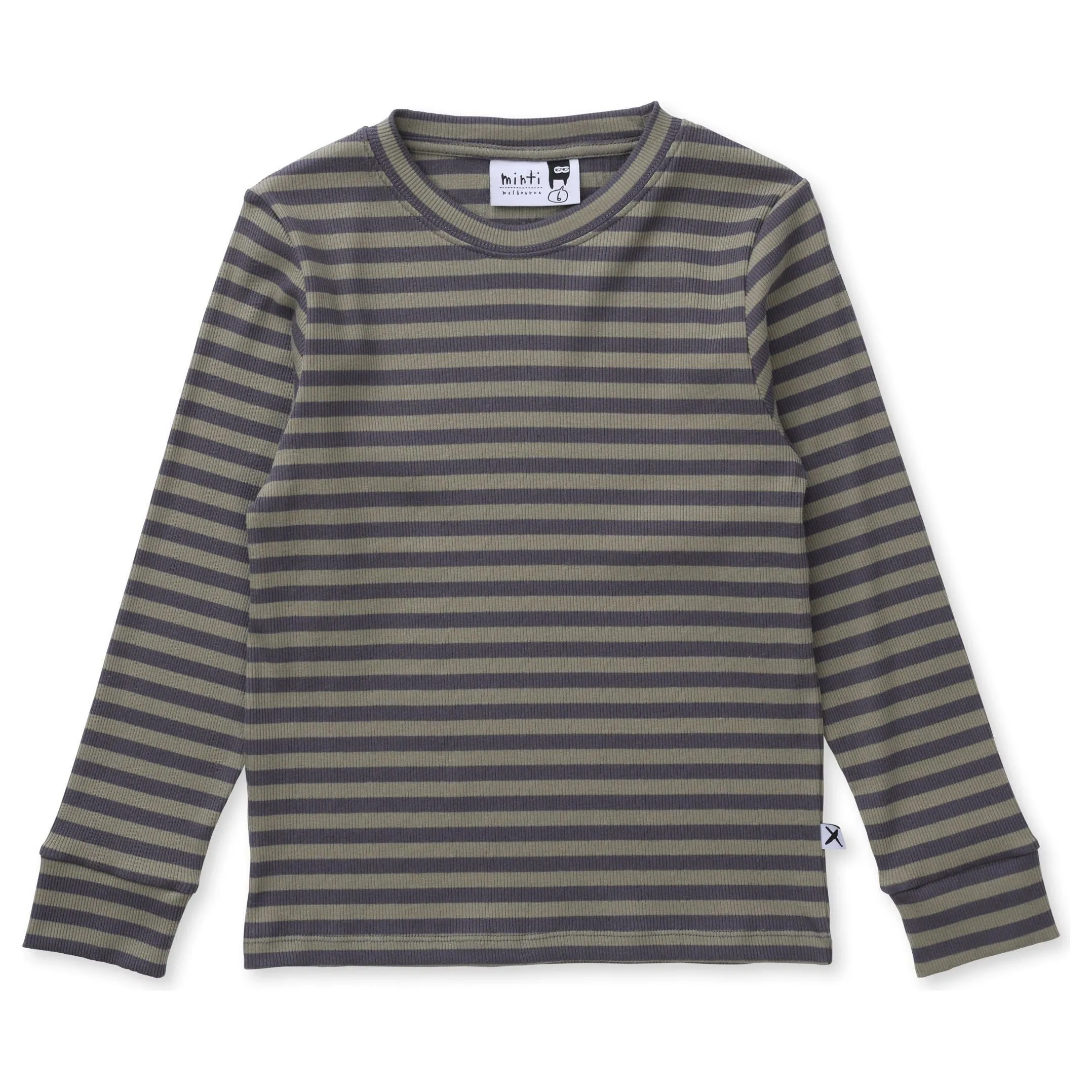Deluxe Rib Tee - Khaki/Grey Stripe