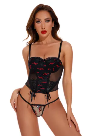 Embroidered Mesh Bustier