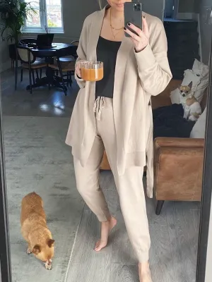 Fashion Casual Loose Solid Color Long Sleeve Two-piece Suit