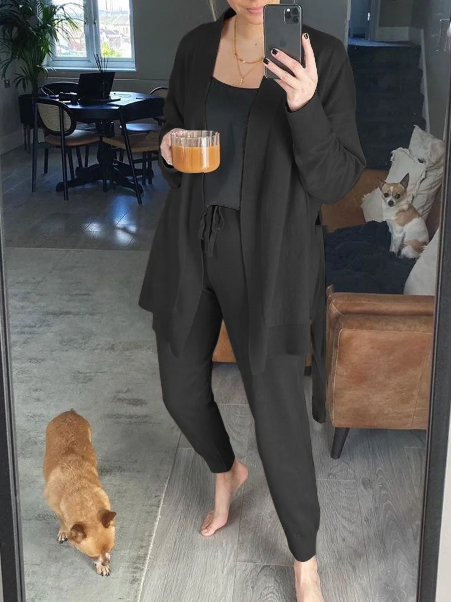 Fashion Casual Loose Solid Color Long Sleeve Two-piece Suit