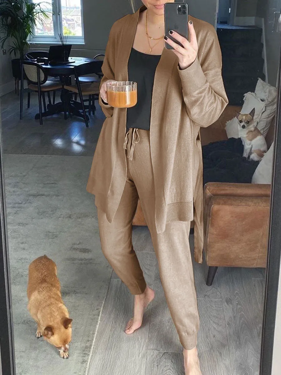 Fashion Casual Loose Solid Color Long Sleeve Two-piece Suit