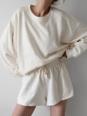 Fashion Round Neck Casual Loose Solid Color Long Sleeve Two-piece Suit