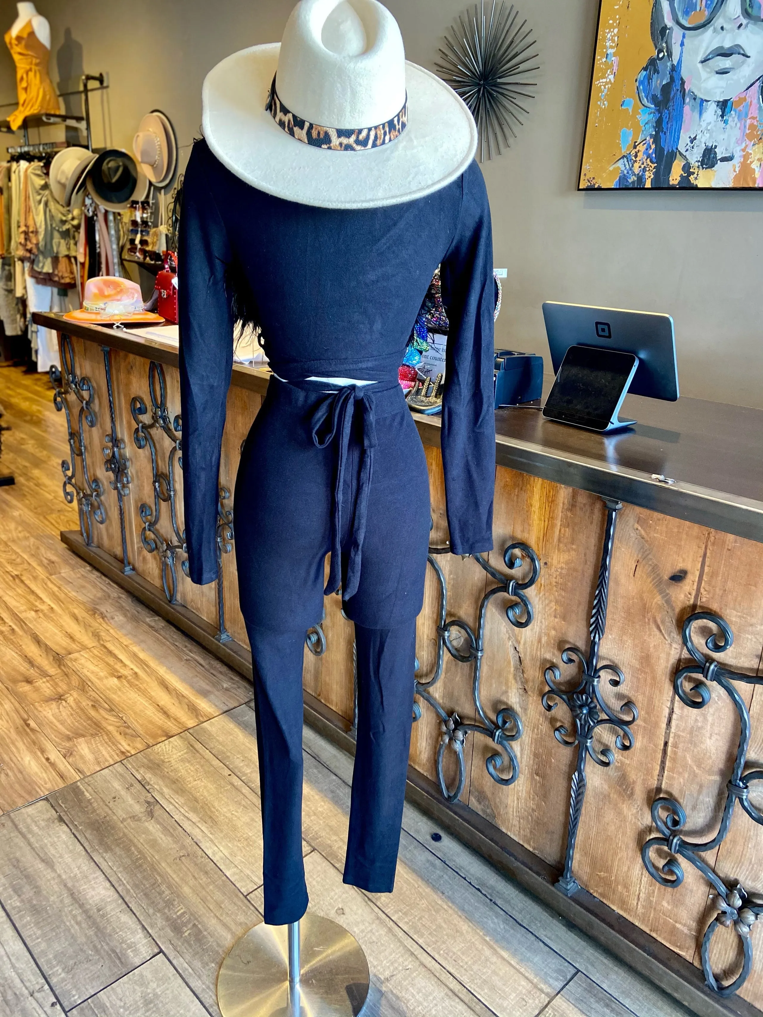 Fitted Feather Pants Set